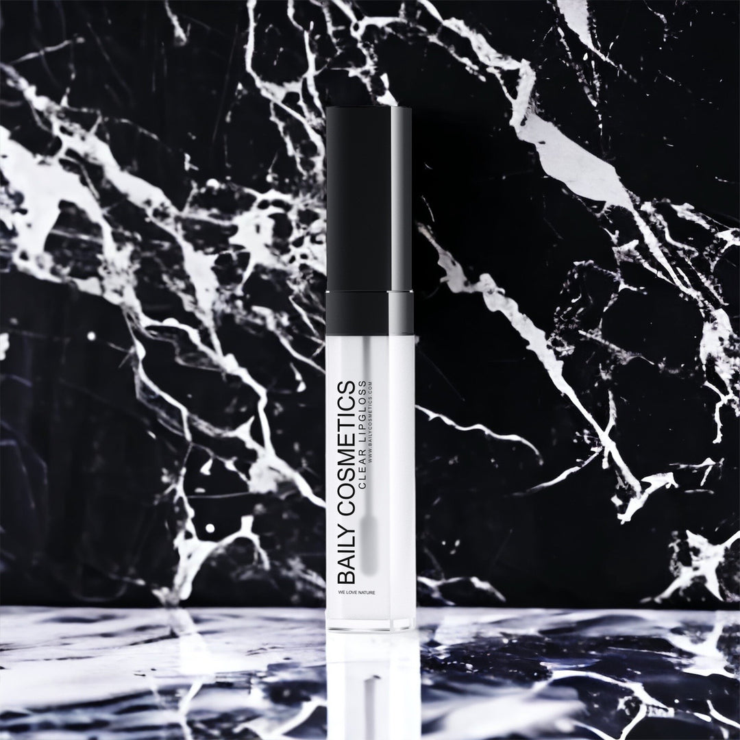 Baily Cosmetics Model Showcasing Crystal Clear Lip Gloss Shine.