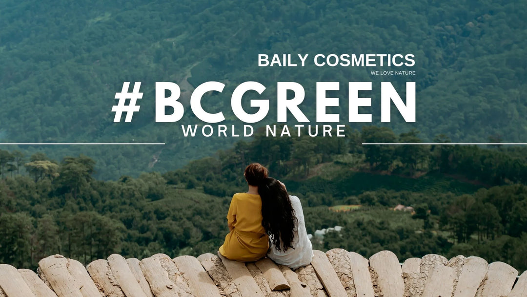 Baily Cosmetics' #BCGreen program - contributing to environmental sustainability and charitable organizations.